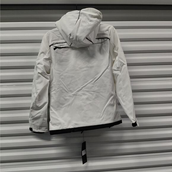 PinFin Womens Hooded Windbreaker Jacket Sz Medium White Outdoor Hiking Rain Coat - Picture 11 of 14